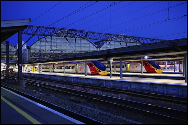 Manchester Piccadilly train at night